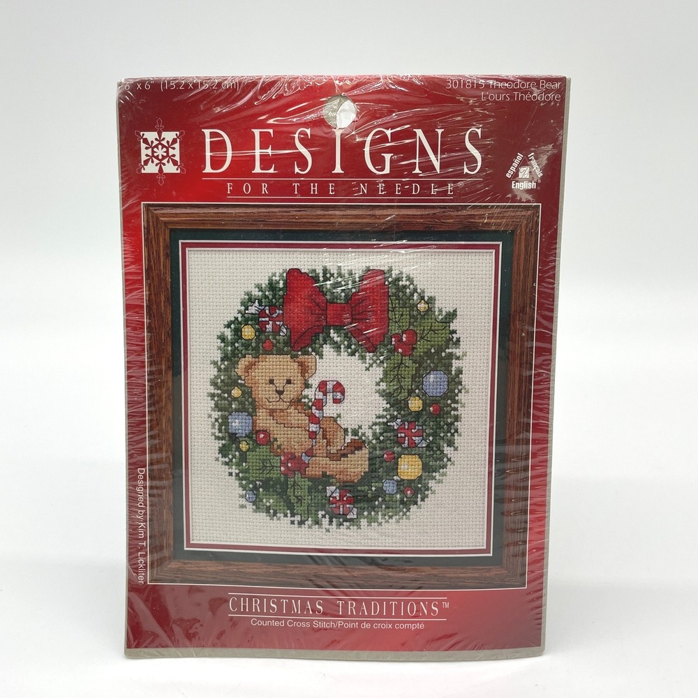 Leisure‎ Arts Christmas Traditions Theodore Bear Counted Cross Stitch Kit Sealed